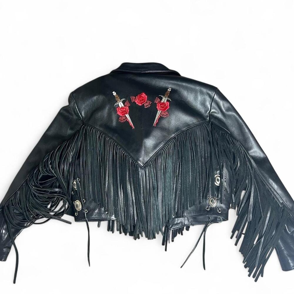 Black leather jacket with red - Picture 5 of 5